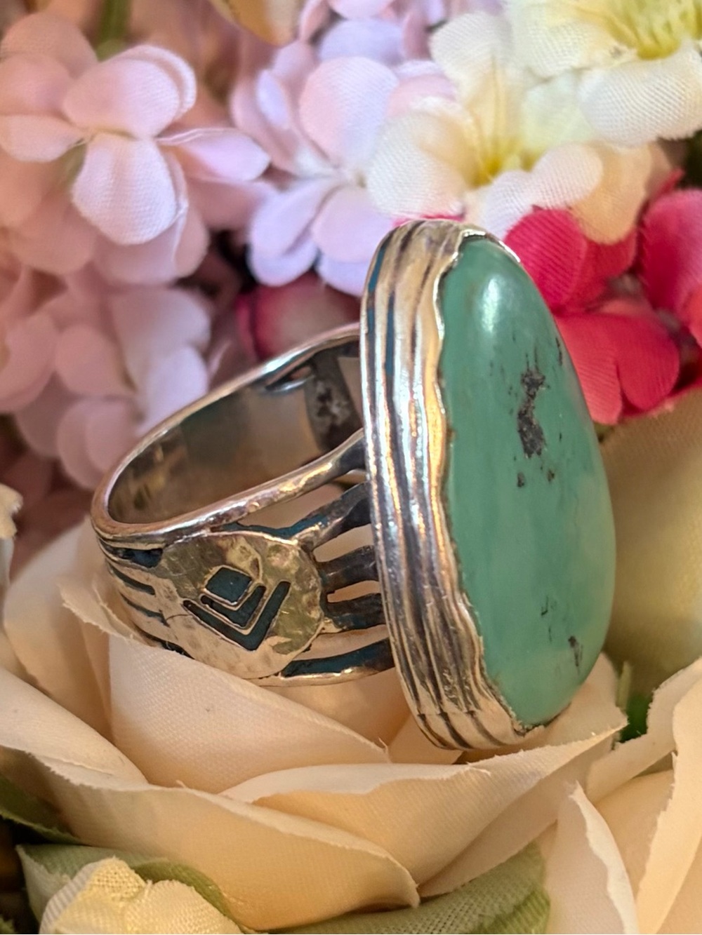 Vintage Silpada Sterling Silver Tumbled Turquoise Ring R2017 Size 10